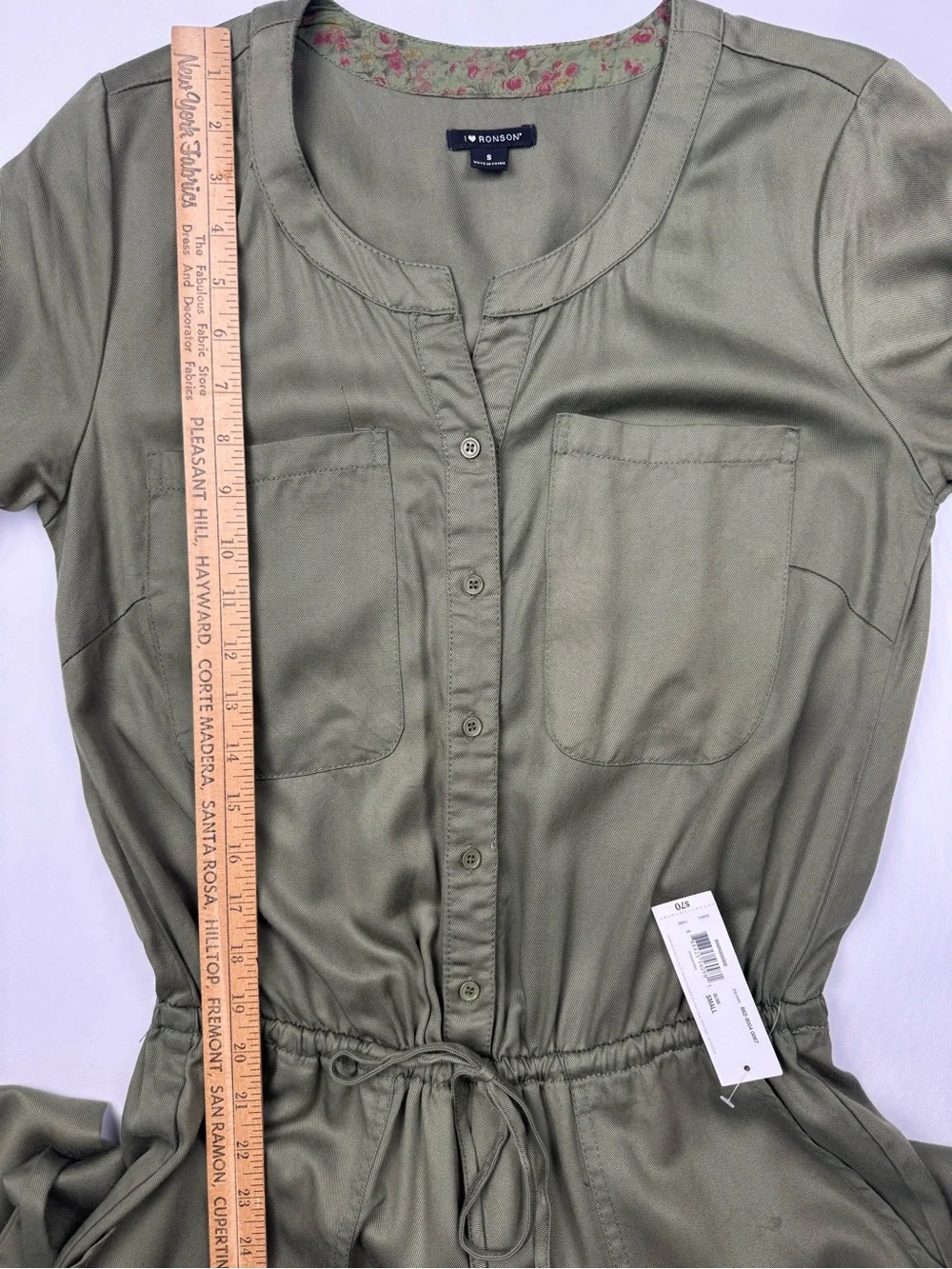 I Heart Ronson Women's Olive Green Utility Jumpsuit Size Small NWT
